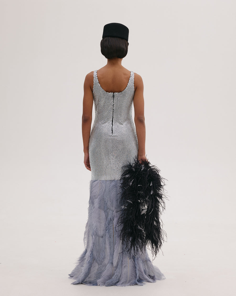 Diamante Dress with Feathers