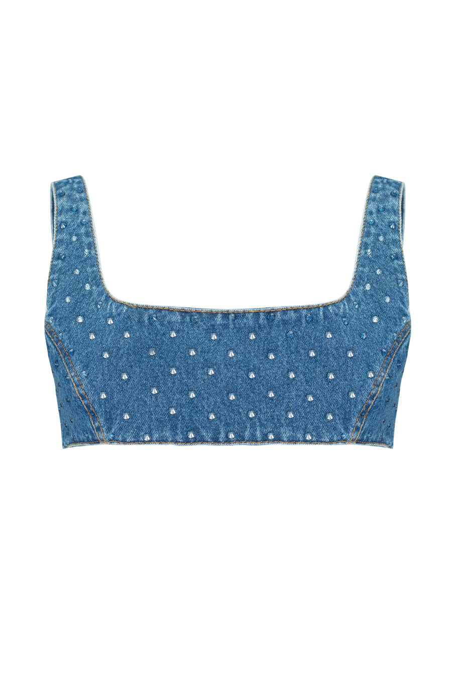 Clear Rhinestone Denim Top