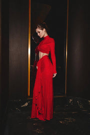 DIAMANTE MAXI SKIRT WITH CUT