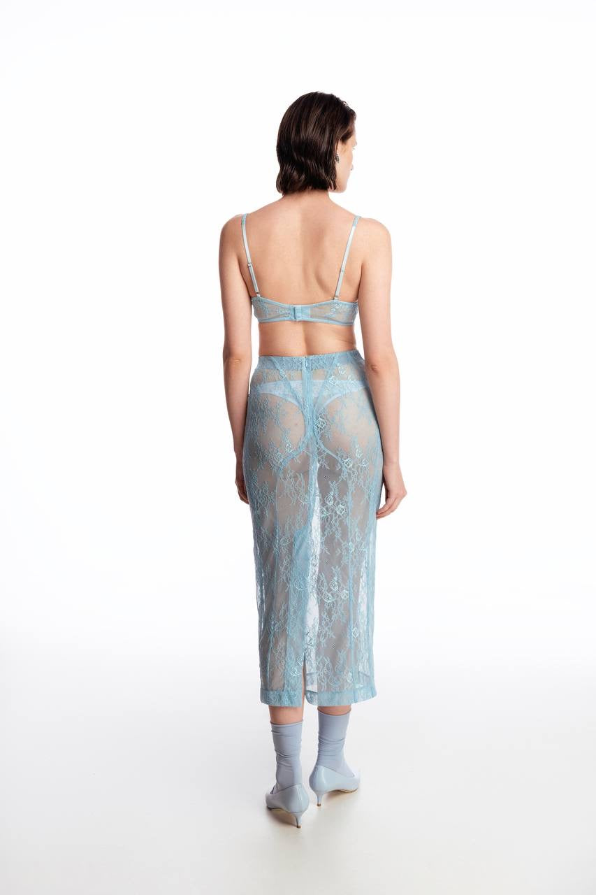 Lace midi skirt with silhouette lines