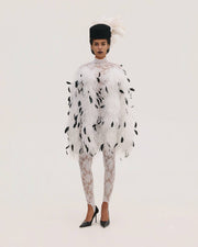 Lace Mini Dress with Feathers