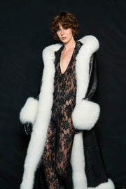 Leather Coat with Fur