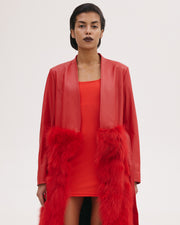 Leather Coat with Fur