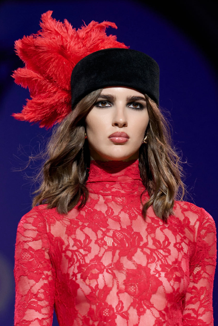 Hat In Black with Red Feathers