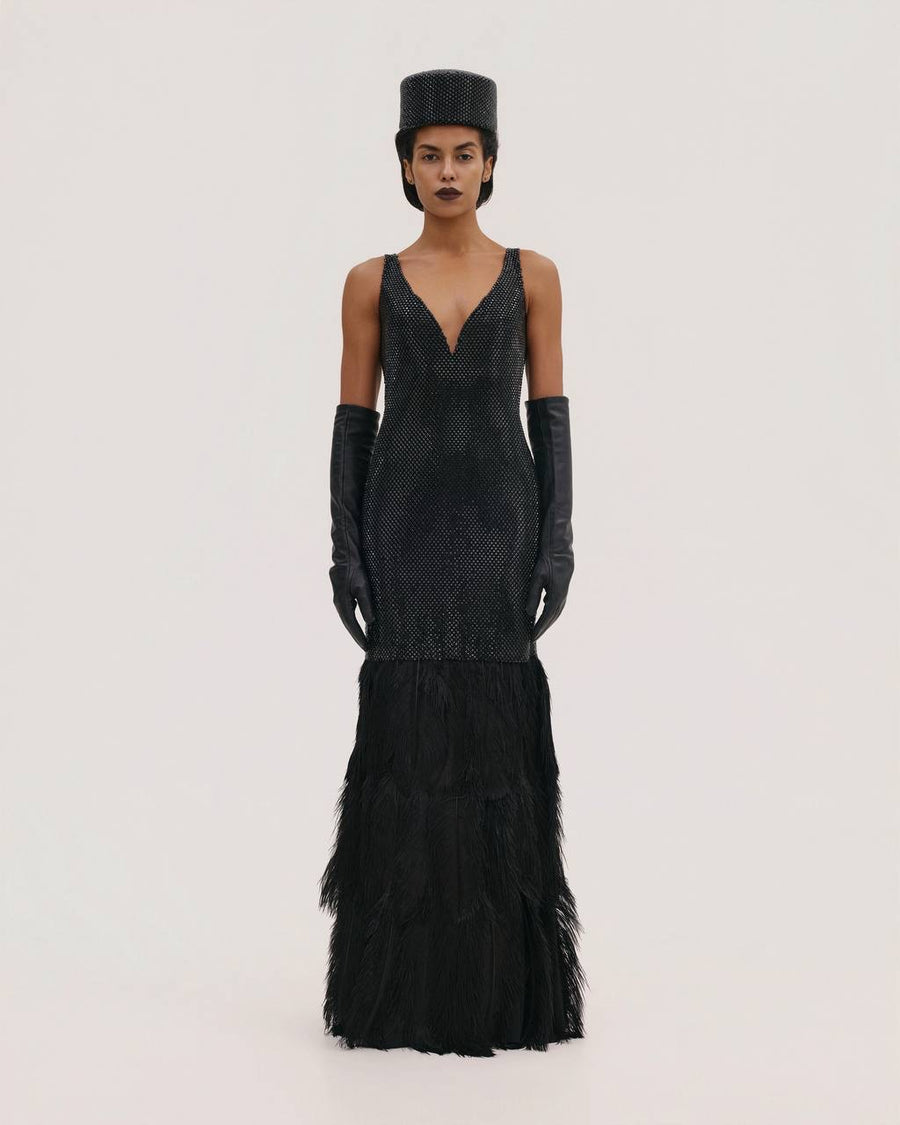 Diamante Dress with Feathers