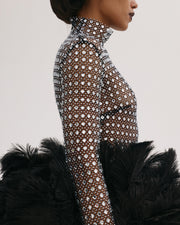 Diamante Mini Dress with Feathers Tail
