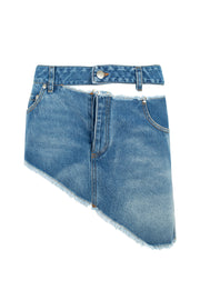 Denim mini skirt with open hip