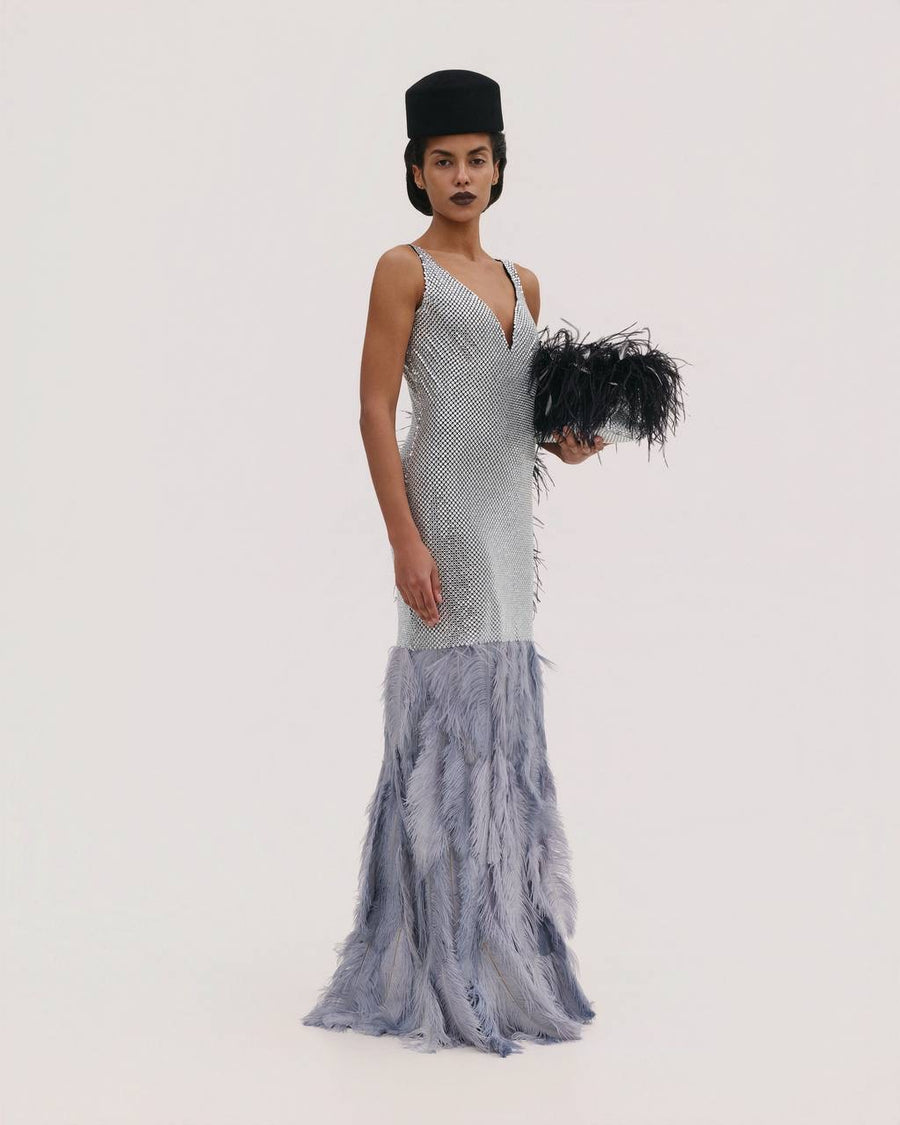 Diamante Dress with Feathers