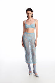 Lace midi skirt with silhouette lines