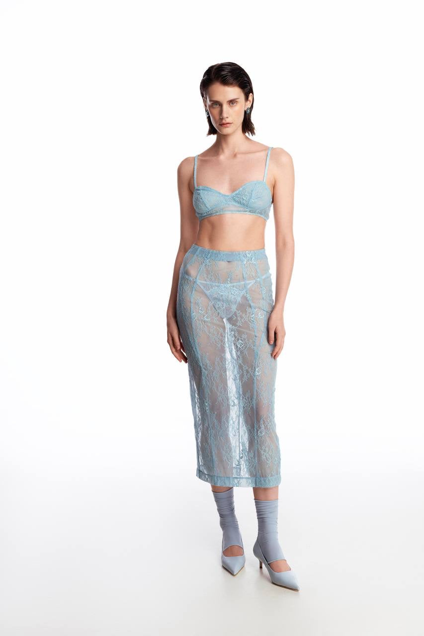 Lace midi skirt with silhouette lines