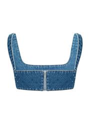 Clear Rhinestone Denim Top