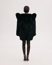Fur Coat with Structured Shoulders