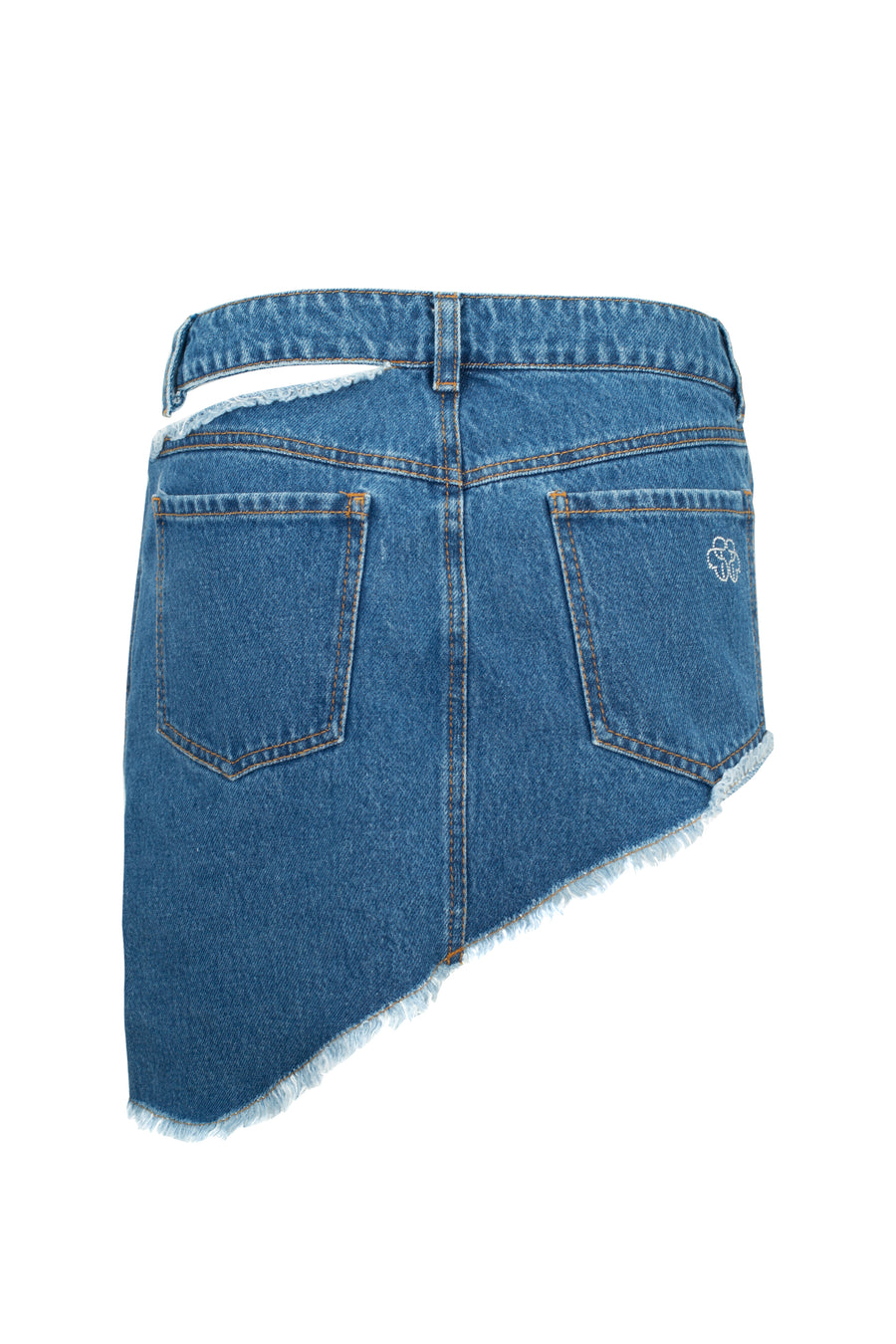 Denim mini skirt with open hip