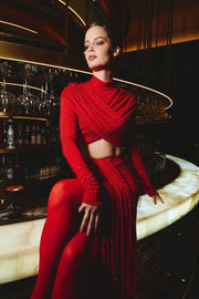 DIAMANTE MAXI SKIRT WITH CUT