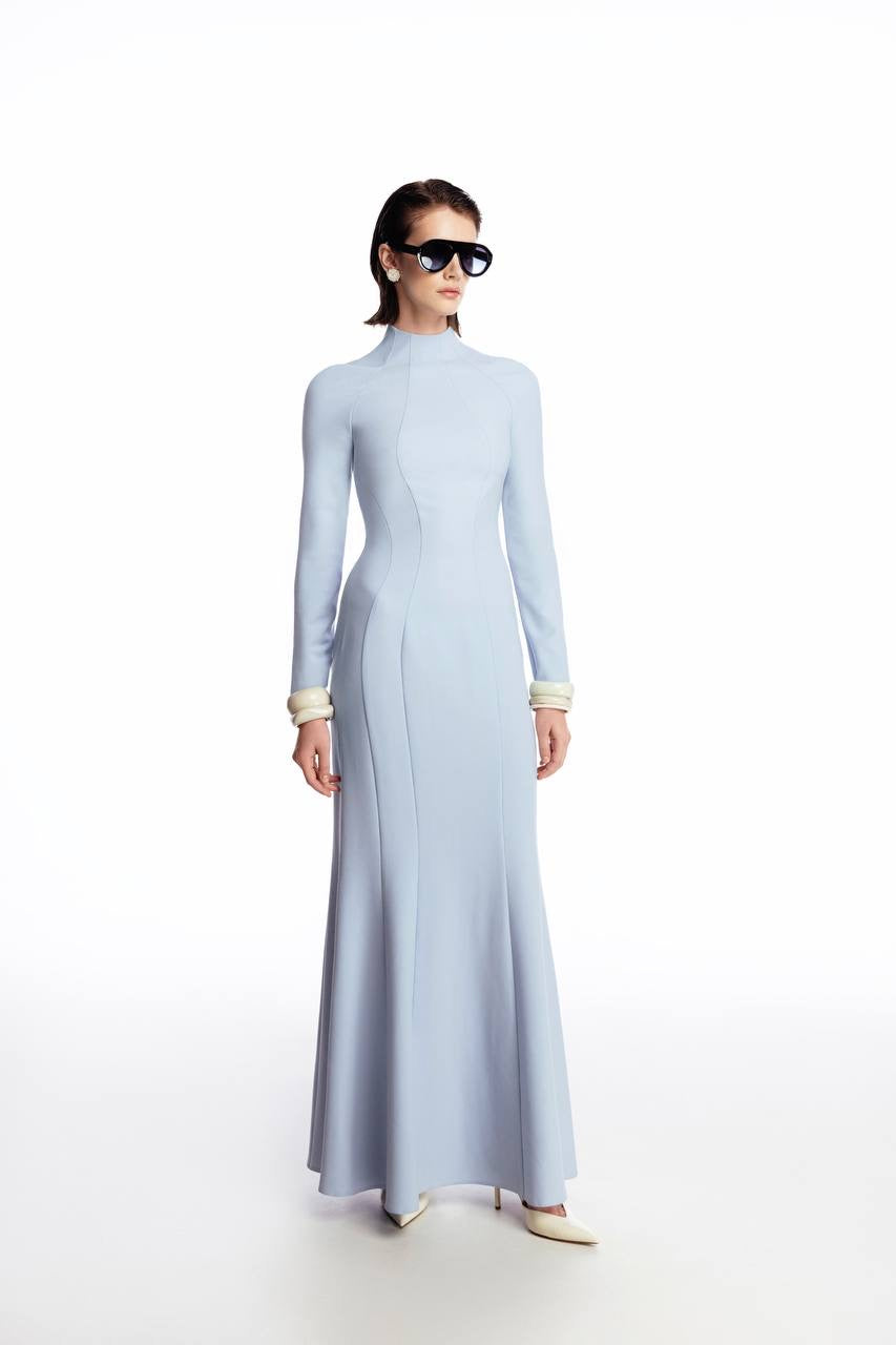 Maxi dress with silhouette lines