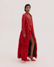 Leather Coat with Fur