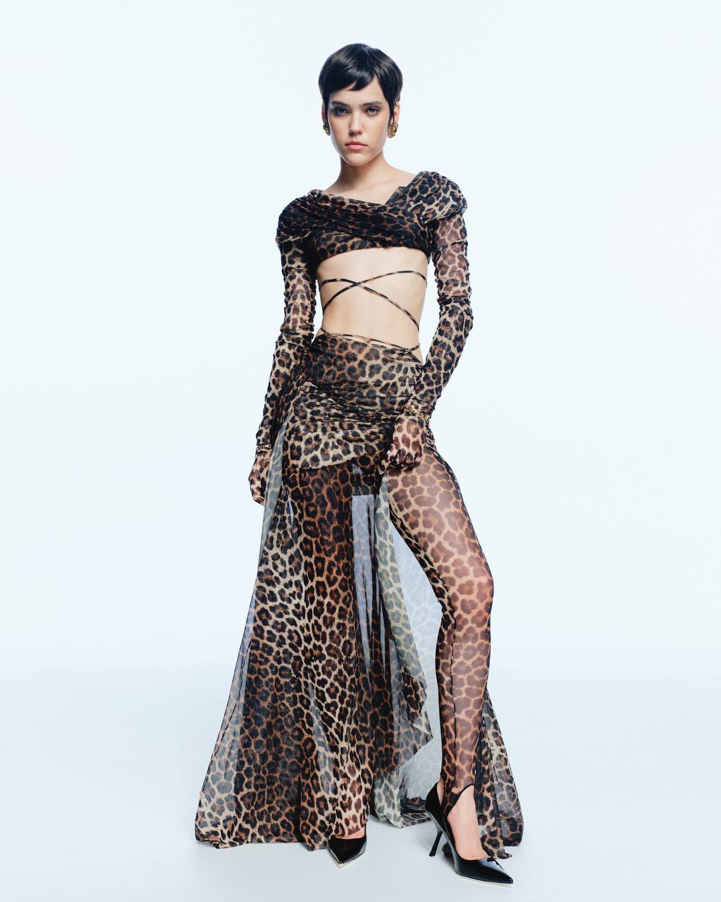 Leopard Four-Piece Set (Top/Gloves/Skirt/Leggings)