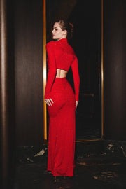 DIAMANTE MAXI SKIRT WITH CUT