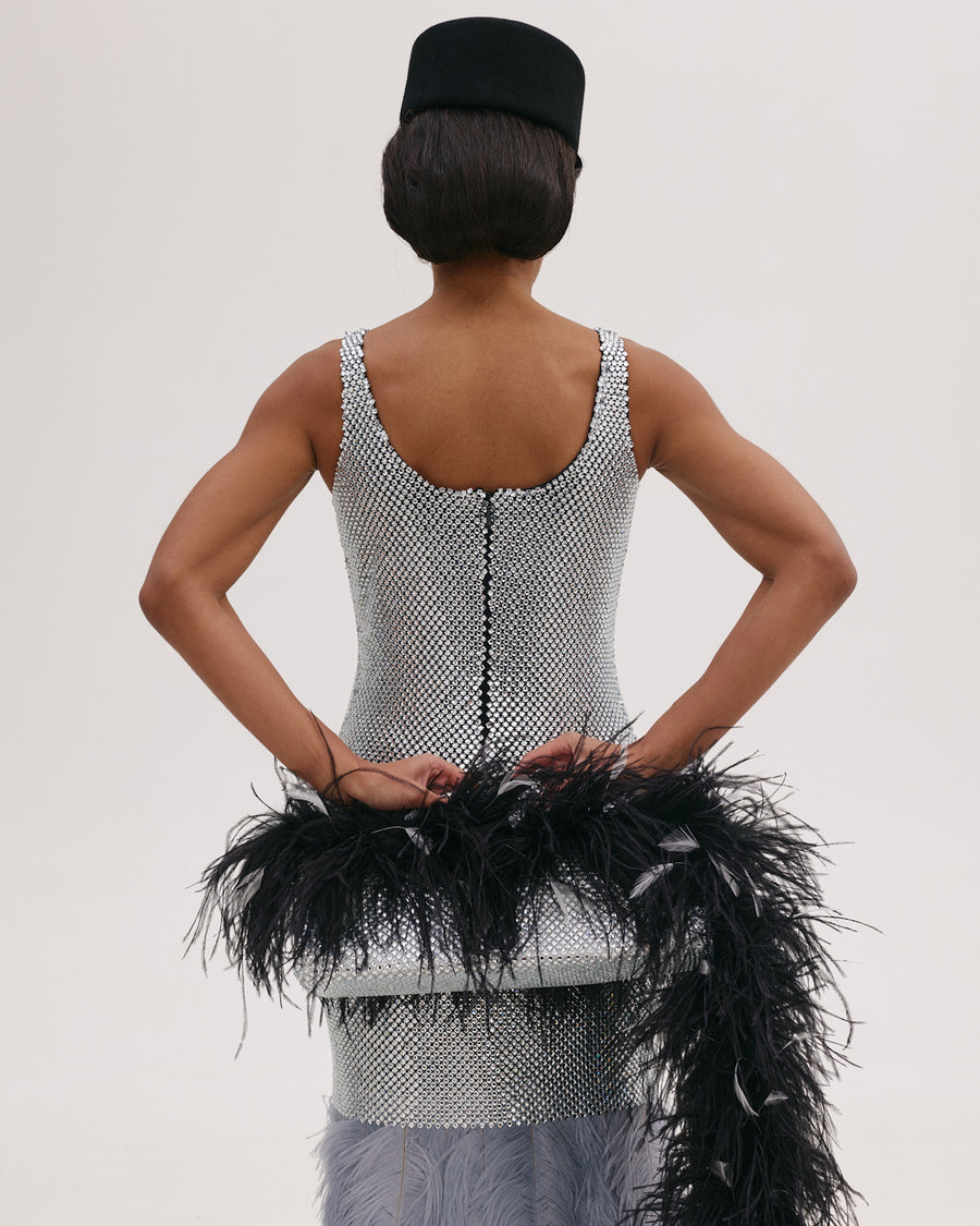 Diamante Dress with Feathers