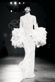 Lace Dress with Feathers