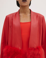 Leather Coat with Fur