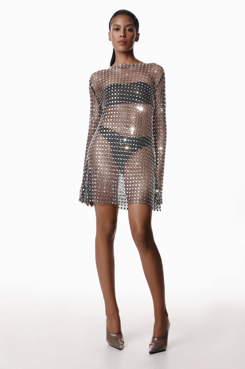 Flared Mini Mesh Dress