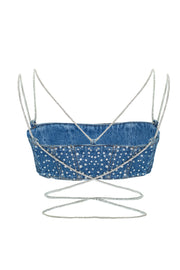 Denim Top with Sparkle Lace