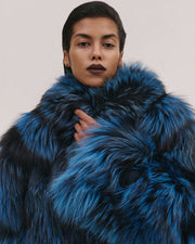 Long Fur Coat in Blue