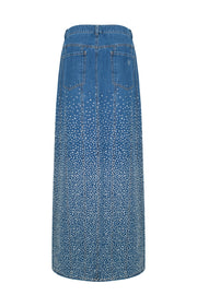 Denim Maxi Skirt with Slit