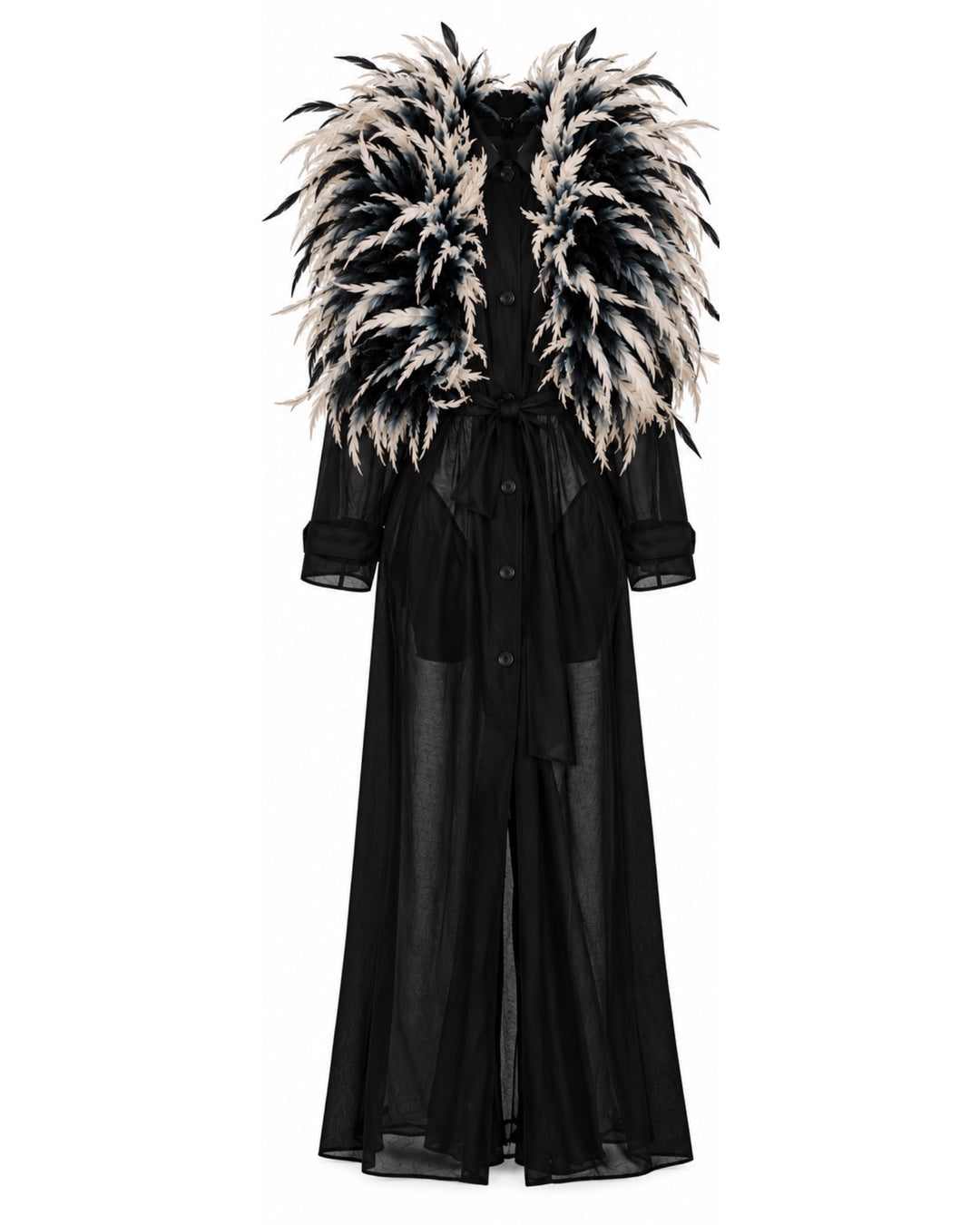Trench Coat with Feathers