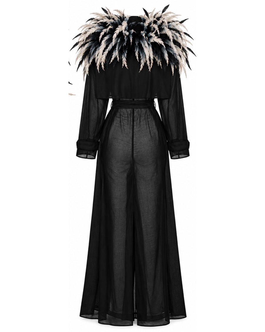 Trench Coat with Feathers