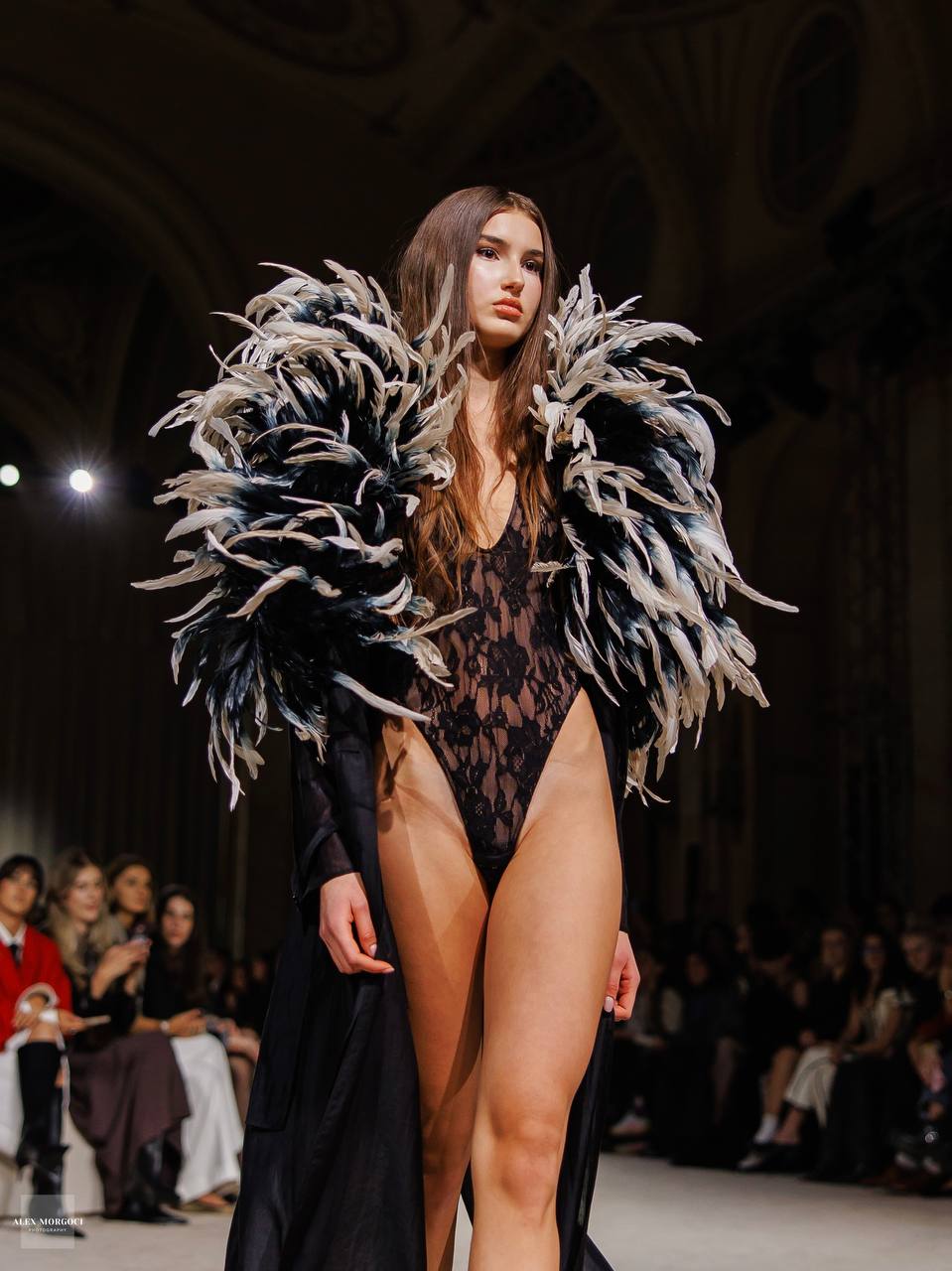 Trench Coat with Feathers