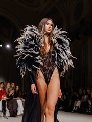 Trench Coat with Feathers