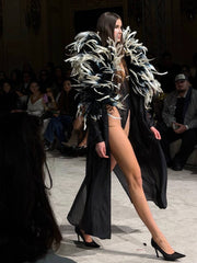 Trench Coat with Feathers