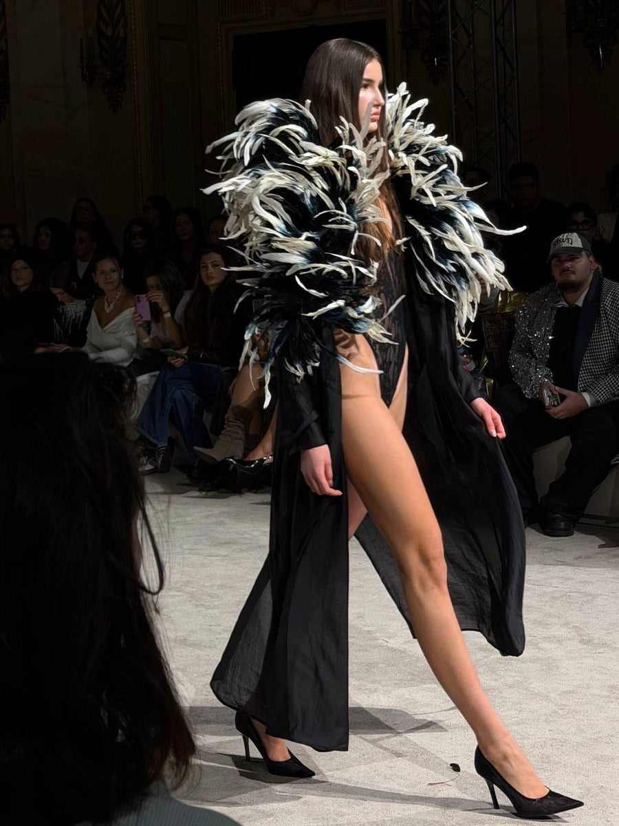 Trench Coat with Feathers