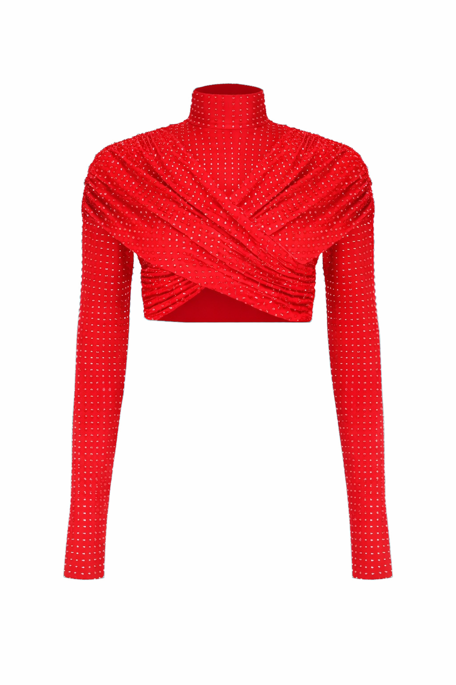 DIAMANTE CROP TOP WITH SLEEVES