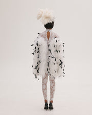 Lace Mini Dress with Feathers