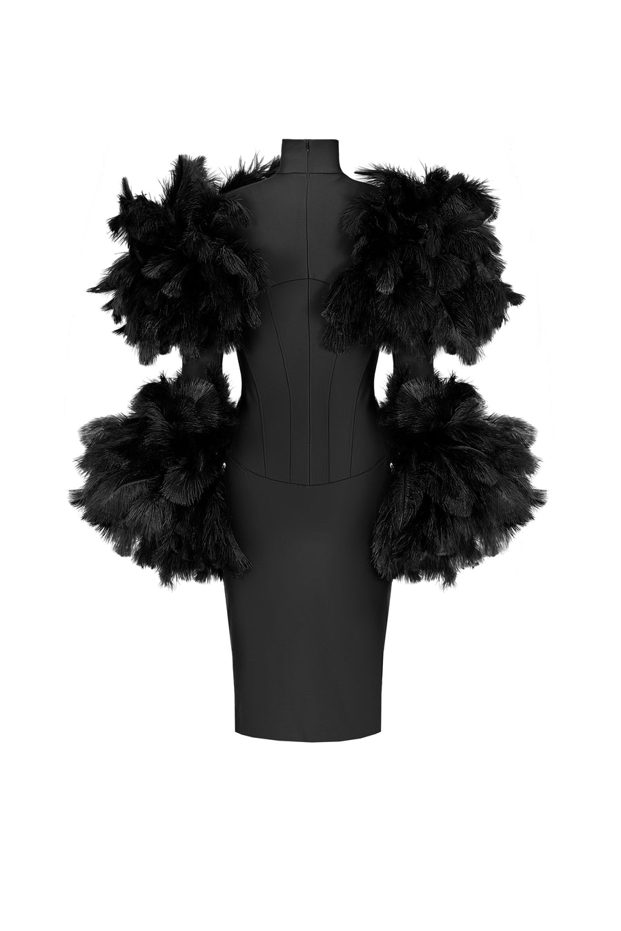 Midi Dress with Feathers
