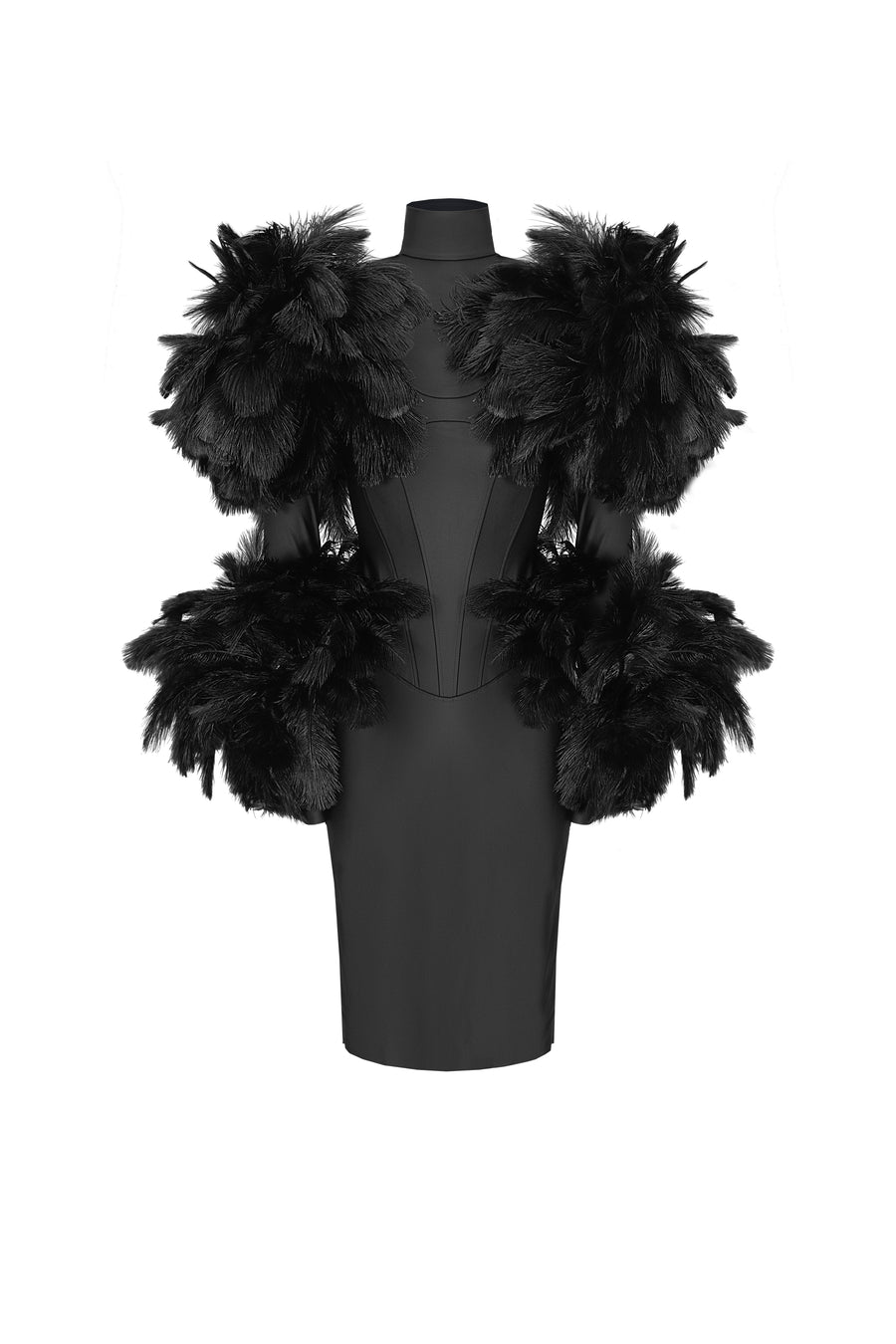 Midi Dress with Feathers