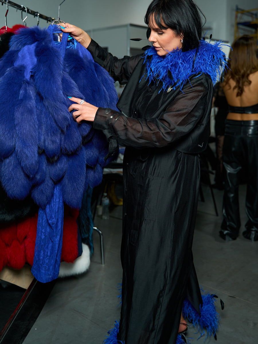 Trench Coat with Feathers