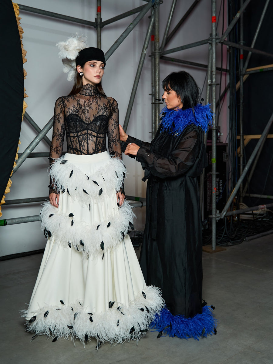 Trench Coat with Feathers
