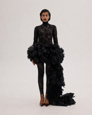 Lace Dress with Feathers Tail