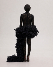 Lace Dress with Feathers Tail