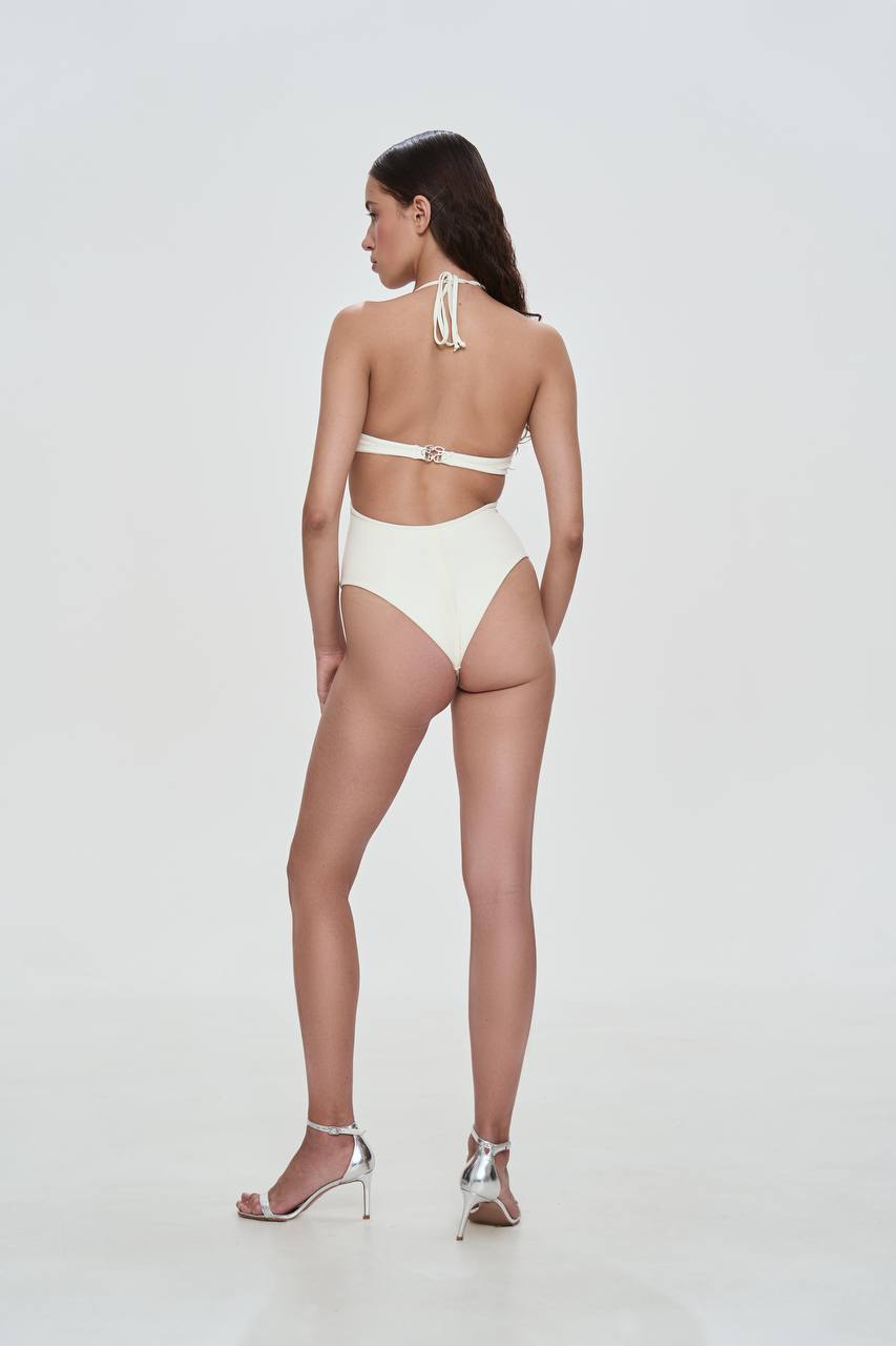 Cream  Monogram one piece swimsuit