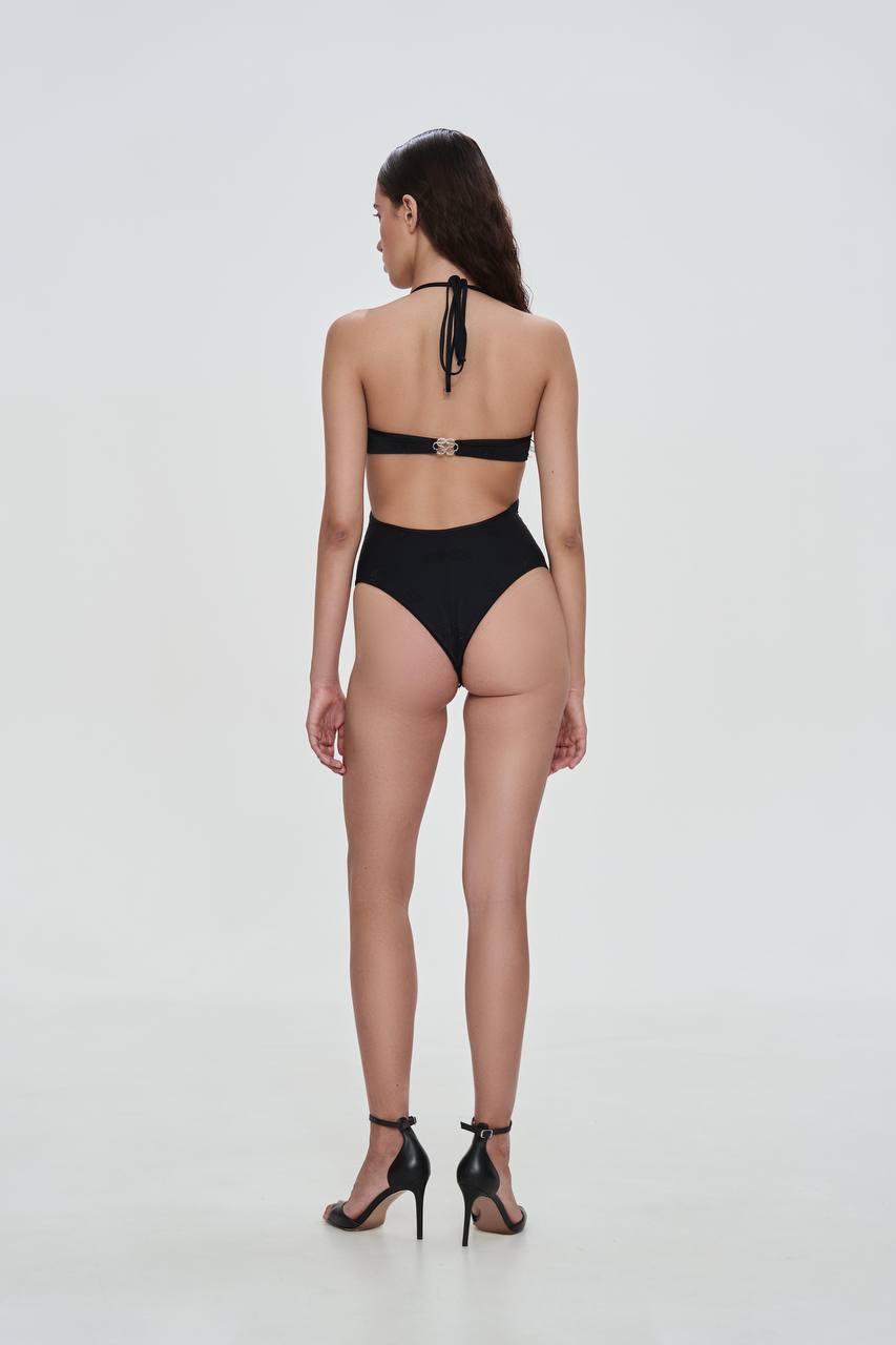 Black Monogram one piece swimsuit