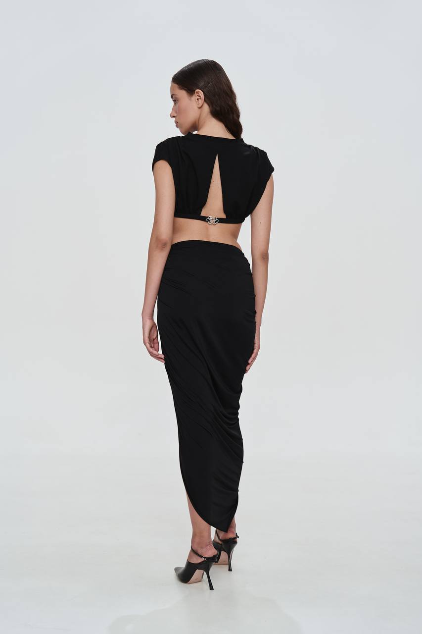 Black Draped Skirt