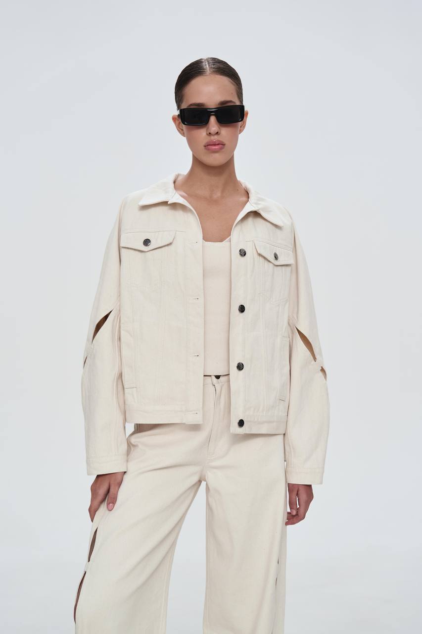 Cream Jacket with Cuts