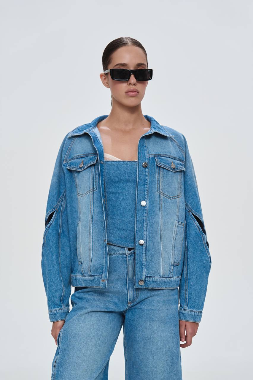 Denim Jacket with Cuts