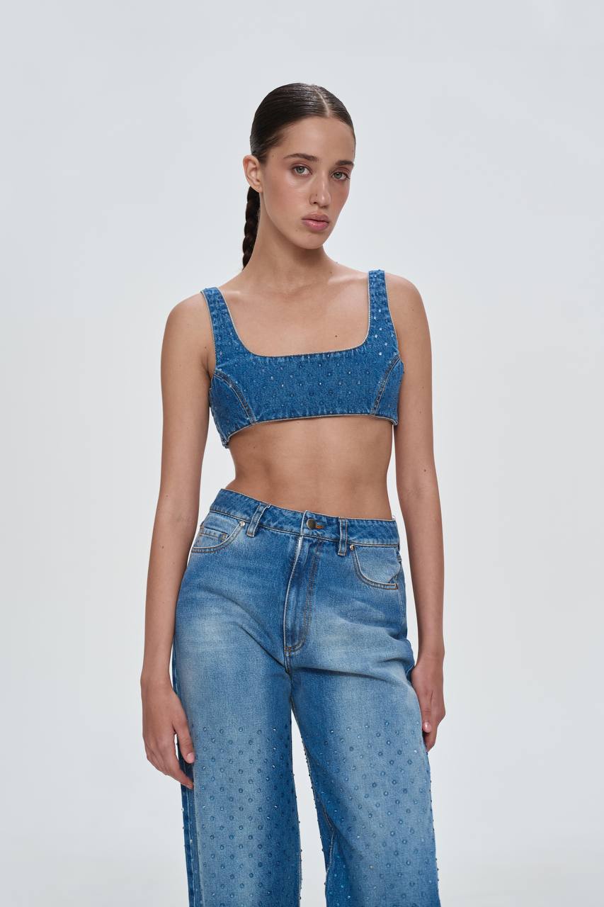 Clear Rhinestone Jeans