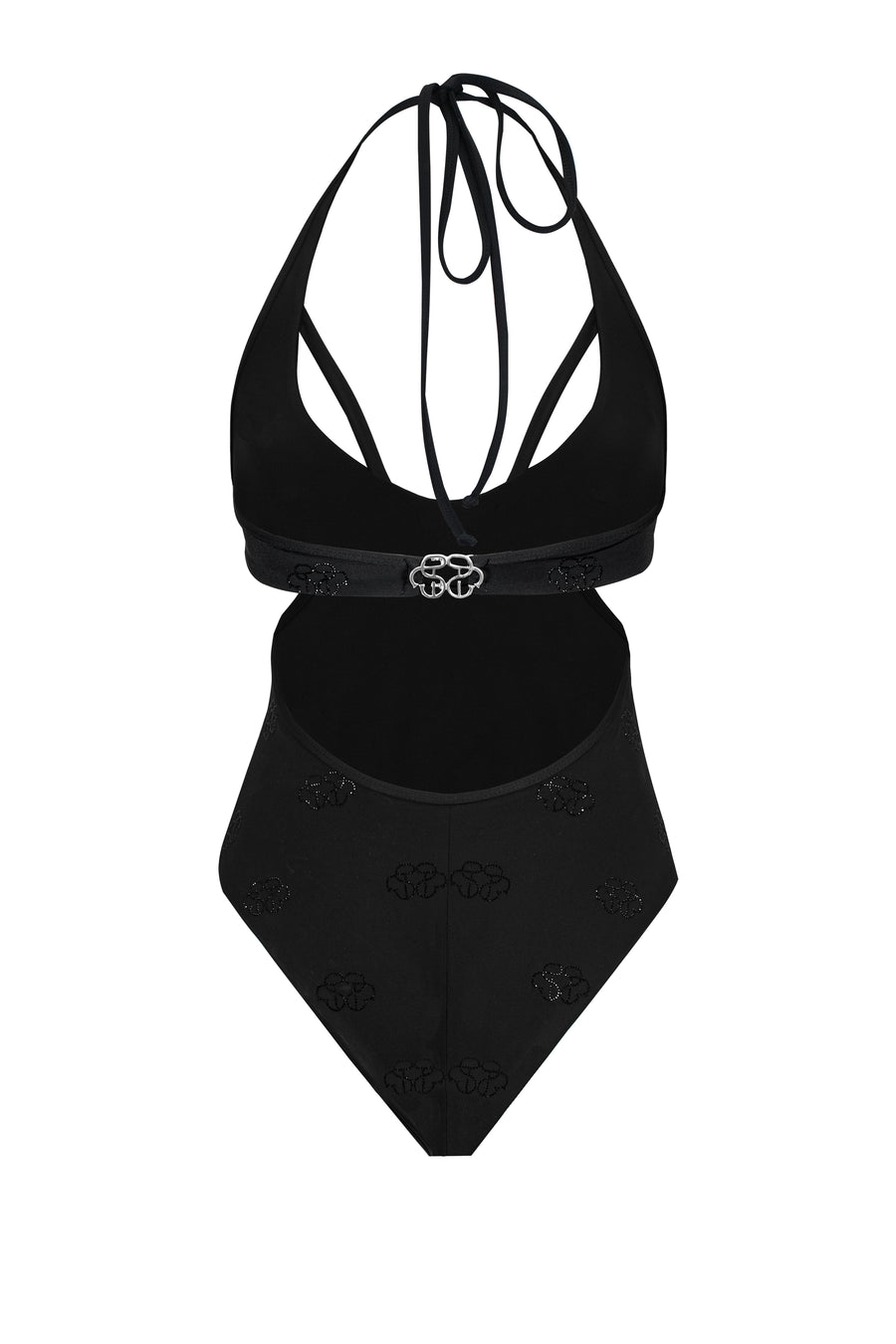 Black Monogram one piece swimsuit